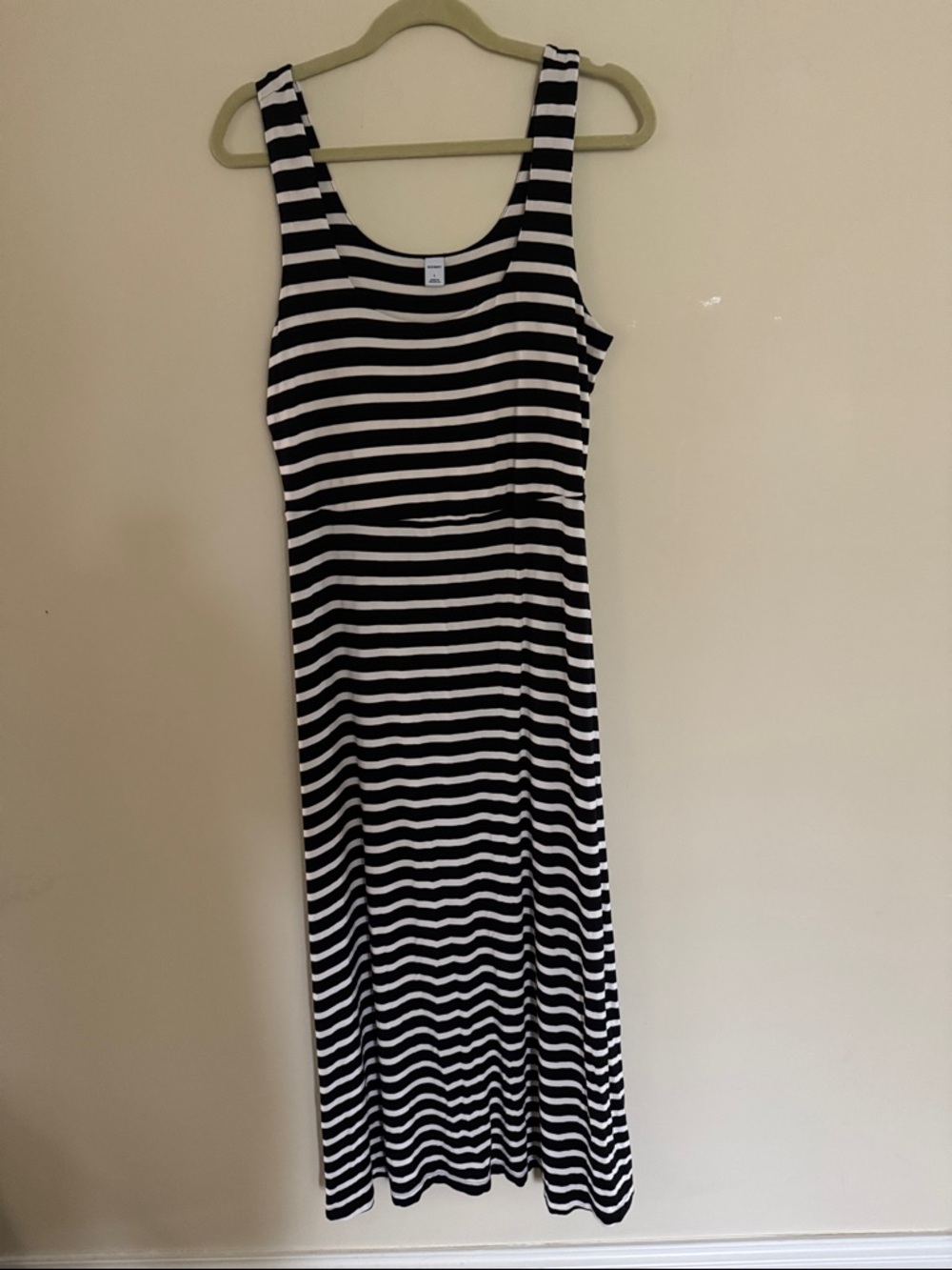 Old Navy Black and White Striped Tank Maxi Dress